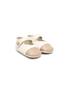 Pèpè Two-tone Leather Crib Shoes In Neutrals