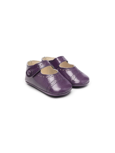 Pèpè Babies' Cut-out Leather Crib Shoes In Purple
