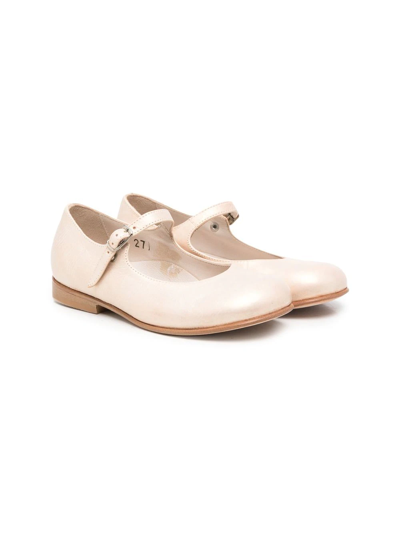 Pèpè Kids' Buckle-fastening Leather Shoes In Metallic