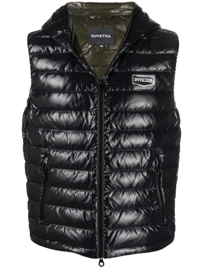 Duvetica Logo-patch Quilted Down Gilet In Nero