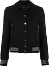 Amiri Bones Appliquéd Leather-trimmed Herringbone Wool-blend Bomber Jacket In Black