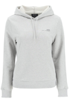 Apc Logo Stretch-cotton Hoodie In Grigio