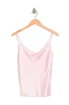 Renee C Satin Cowl Neck Camisole In Baby Pink