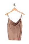 Renee C Satin Cowl Neck Camisole In Dune