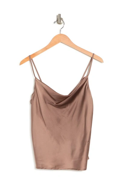 Renee C Satin Cowl Neck Camisole In Dune