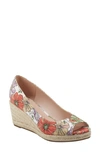 Bandolino Nuri Espadrille Wedge Sandal In White Daisy Multi