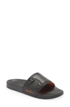 Santoni Men's Edison Rubber Double Buckle Style Slides In Black