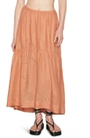 Frame Eyelet Tiered High-low Maxi Skirt In Brown
