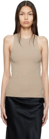 HELMUT LANG TAUPE POLYESTER TANK TOP