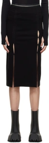 HELMUT LANG BLACK VISCOSE MIDI SKIRT