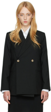Anine Bing Kaia Double-breasted Grain De Poudre Blazer In Black