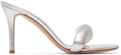 Gianvito Rossi Bijoux Metallic Crystal Puffy Slide Sandals In Silver