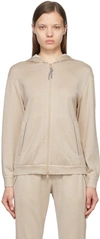 BRUNELLO CUCINELLI TAUPE COTTON HOODIE