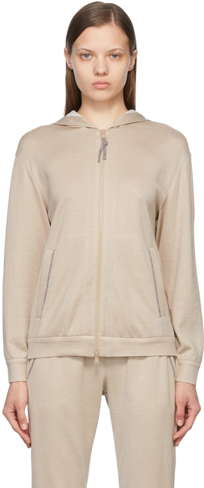 Brunello Cucinelli Cotton Zip-up Hoodie In Light Beige