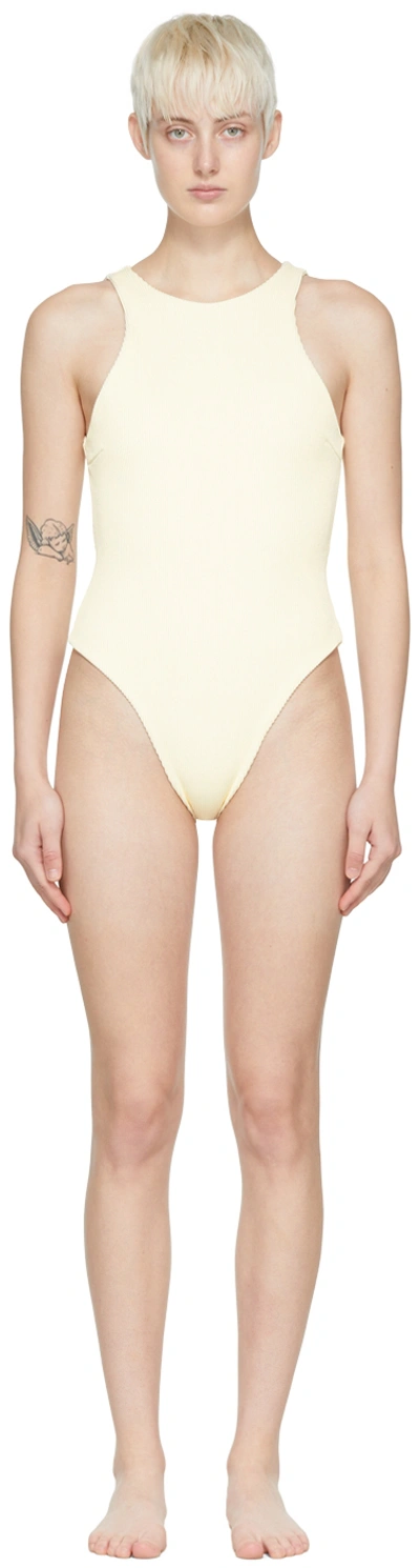 Haight Beige Twy One-piece Swimsuit In White