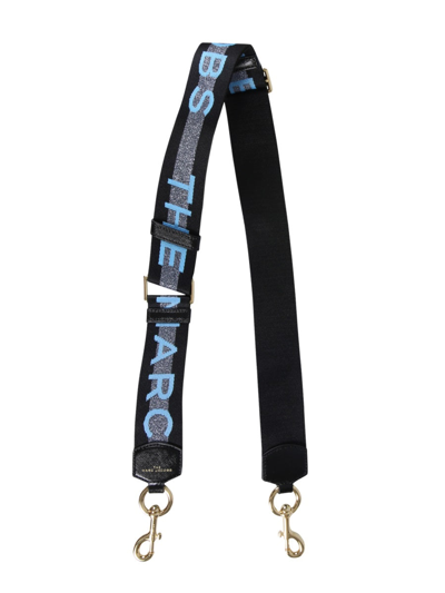 Marc Jacobs Striped Logo Shoulder Strap In Black