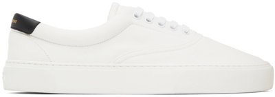 Saint Laurent Venice Leather-trimmed Cotton-canvas Trainers In White