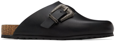 Saint Laurent Buckled Backless Leather Loafers In Black