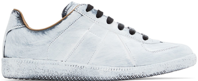 Maison Margiela Replica Painted Leather Trainers In White