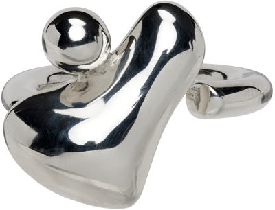 Hannah Jewett Silver Soft Droplet Ring In Sterling Silver