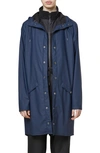 RAINS WATERPROOF HOODED LONG RAIN JACKET