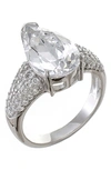 Cz By Kenneth Jay Lane Pear Cut Cz Pavé Band Ring In Clear/silver