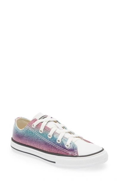 Converse Kids' Little Girls Chuck Taylor All Star Glitter Drip Low Top Casual Sneakers From Finish Line In White/purple