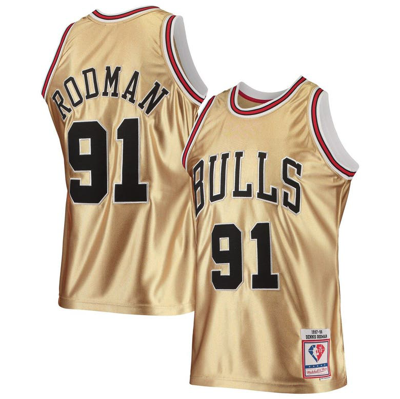 Mitchell & Ness Dennis Rodman Gold Chicago Bulls 75th Anniversary 1997/98 Hardwood Classics Swingman