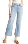 ASKK NY HIGH WAIST RAW HEM CROP WIDE LEG JEANS