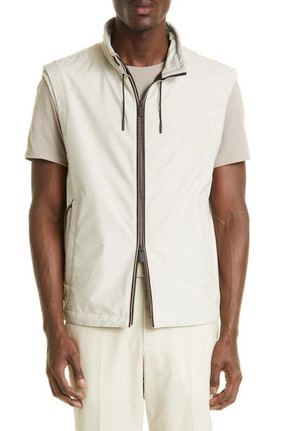 Zegna Men's Reversible Zip Vest In Off White