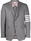 Thom Browne 4-bar Stripe Single-breasted Cotton Blazer In Grey