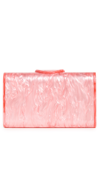 Edie Parker Mini Lara Clutch In Flamingo Pink Pearlescent