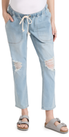 Ingrid & Isabel Distressed Drawstring Maternity Jeans In Light Wash