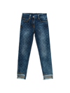 MONNALISA MONNALISA  FRAYED JEANS WITH RHINESTONES