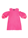 Monnalisa Cotton Sweatshirt Dress With Organza Detail In Bright Fuchsia