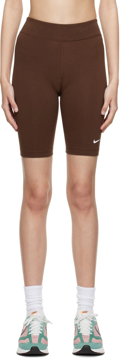 Nike Brown Cotton Shorts In Cacao Wow/white