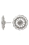 Cz By Kenneth Jay Lane Cz Open Flower Stud Earrings In Clear/ Silver