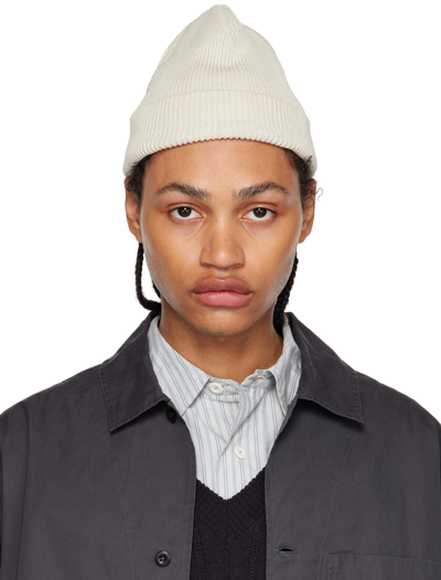 Mhl By Margaret Howell Gray Flatlock Beanie In Limestone