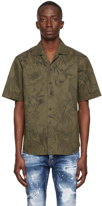 Dsquared2 Khaki Cotton Shirt In 703 Military Green