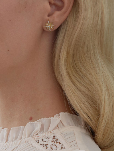 Sara Weinstock 18kt Yellow Gold Gretta Starburst Diamond Stud Earrings In 18k Yg