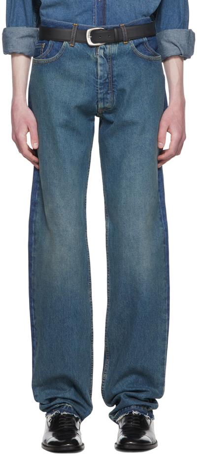 Maison Margiela Blue Cotton Jeans In 979 Combo: Dirty+med