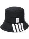 Thom Browne Black 4-bar Bucket Hat In Black