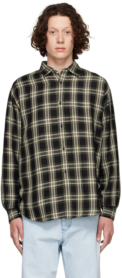 Flagstuff Checked Linen-blend Shirt In Black