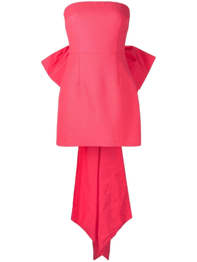 Rebecca Vallance Caitlin Pink Strapless Bow-embellished Mini Dress In Coral