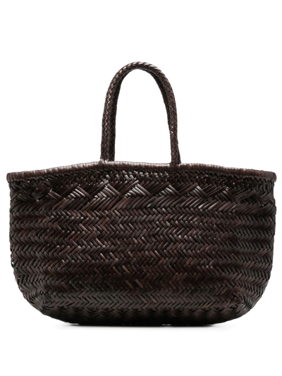 Dragon Diffusion Triple Jump Woven-leather Basket Bag In Brown