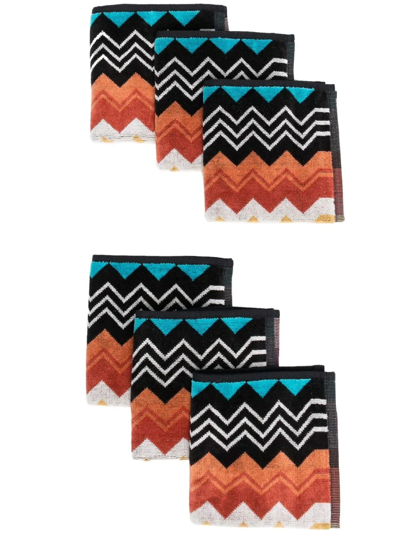 Missoni Zig-zag Print 6 Pack Towel Set In Black