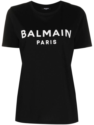 Balmain Women T-shirt With Print In Black