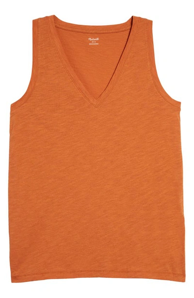 Madewell Whisper Shout Cotton V-neck Tank In Mulled Cider