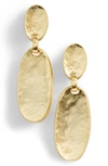 Karine Sultan Hammered Oval Drop Clip-on Earrings In Gold