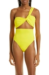 Gauge81 Silay One-shoulder One-piece Swimsuit In Yellow